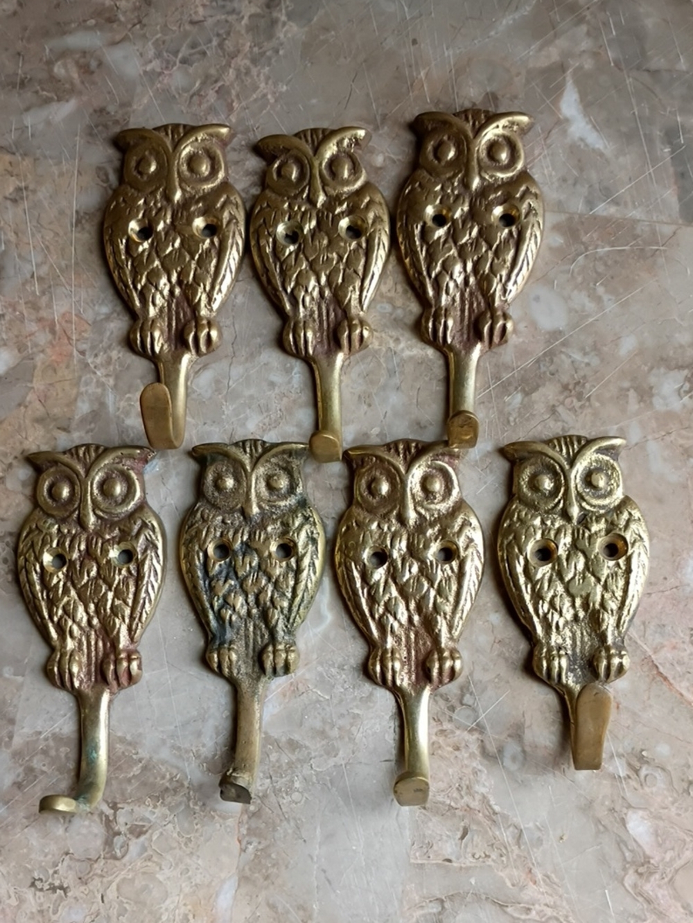 OWL HANGERS KOREA (SET OF 7) BRASS